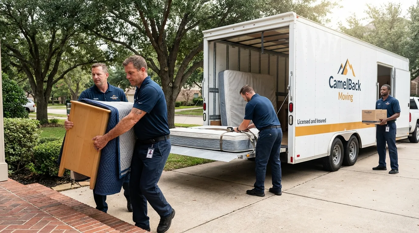 Crew loading residential truck for cross-state move from Granite Quarry, NC