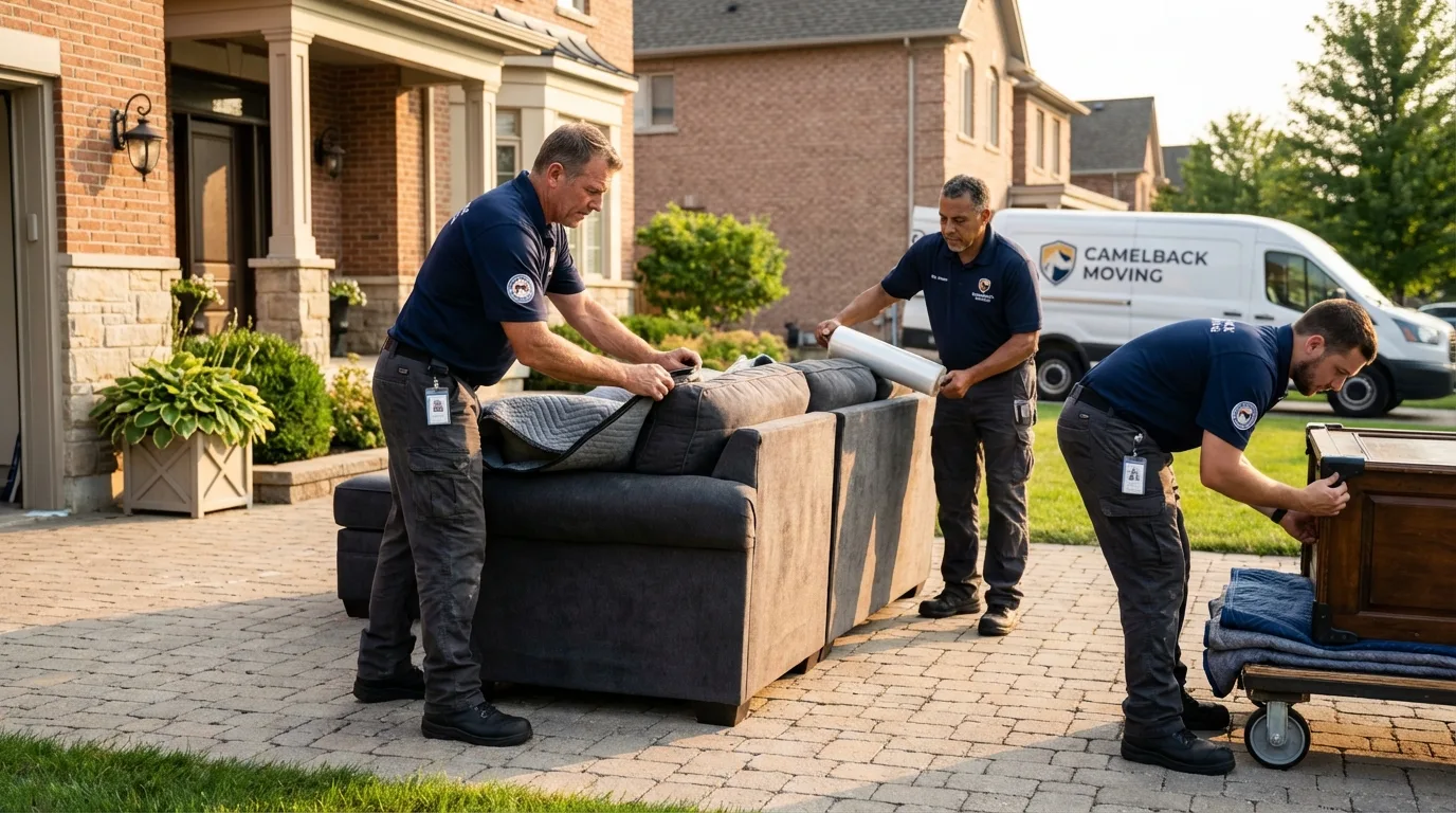 Large estate moving crew wrapping furniture in Granite Quarry, NC