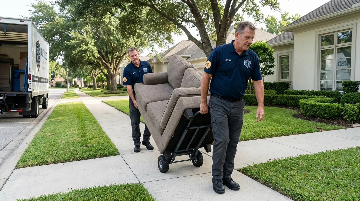 Local residential moving crew loading furniture in Granite Quarry, NC